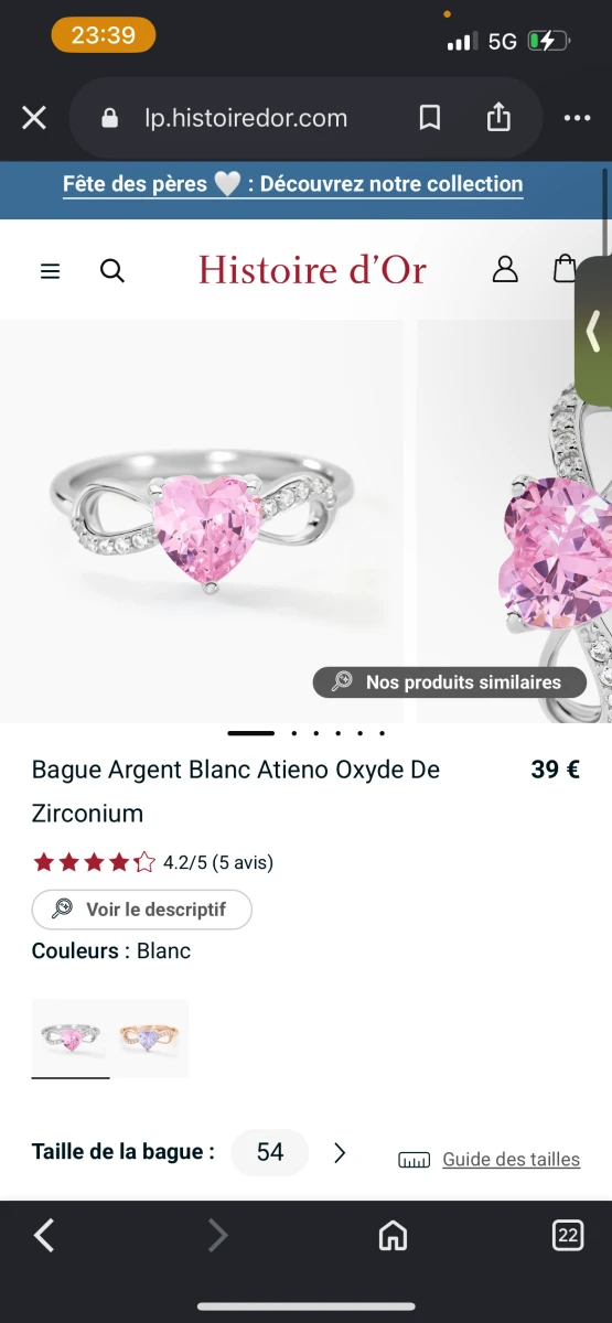 Bague en argent atieno cœur 