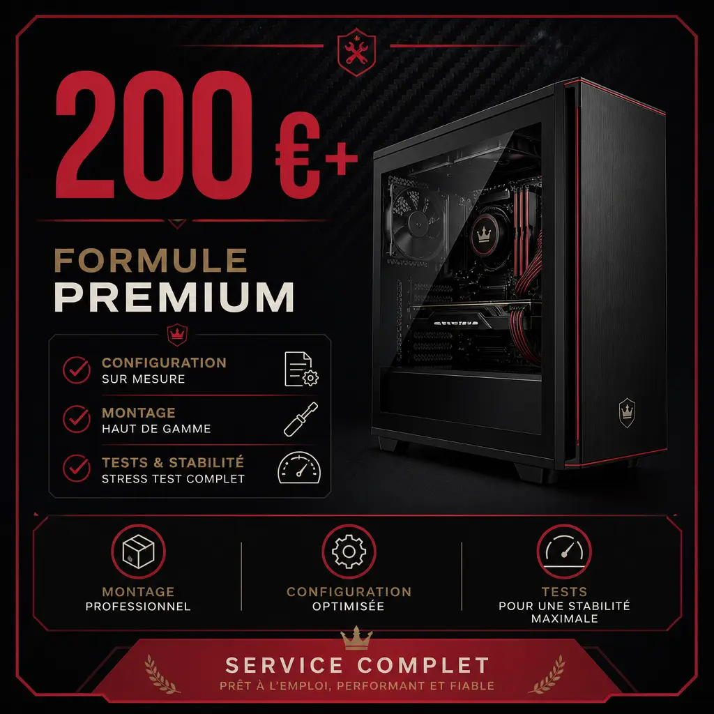 200 € → Formule premium : montage + configuration + tests