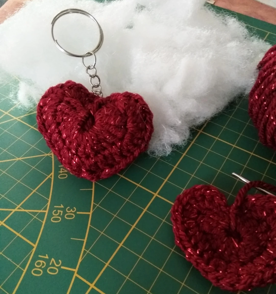 Porte-clés coeur au crochet - rembourré 