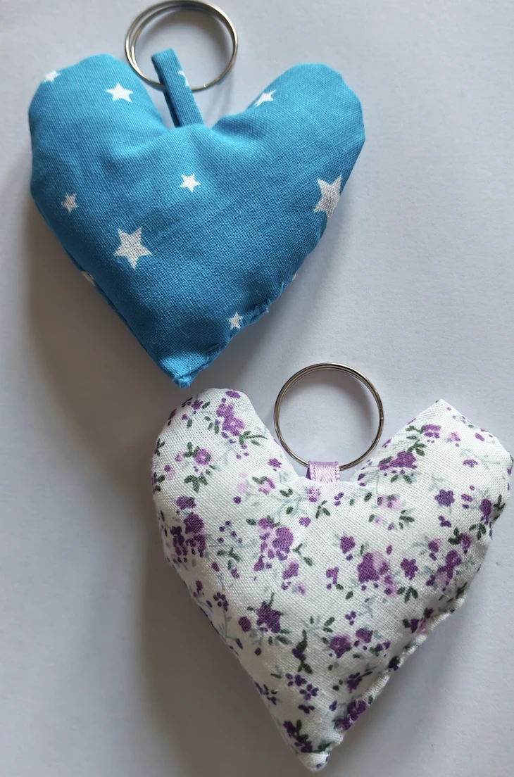 Porte-clé coeur tissu-rembourré