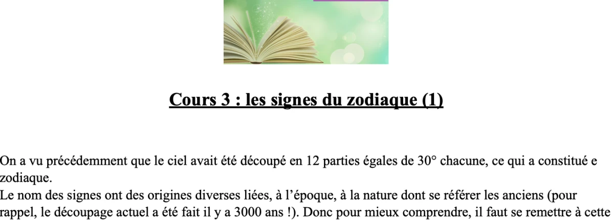 Cours d'astrologie (NG) niv. 1ère année - cours3-les signes du zodiaque 1 et 2